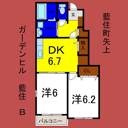 ガーデンヒル藍住Ｂの物件間取画像